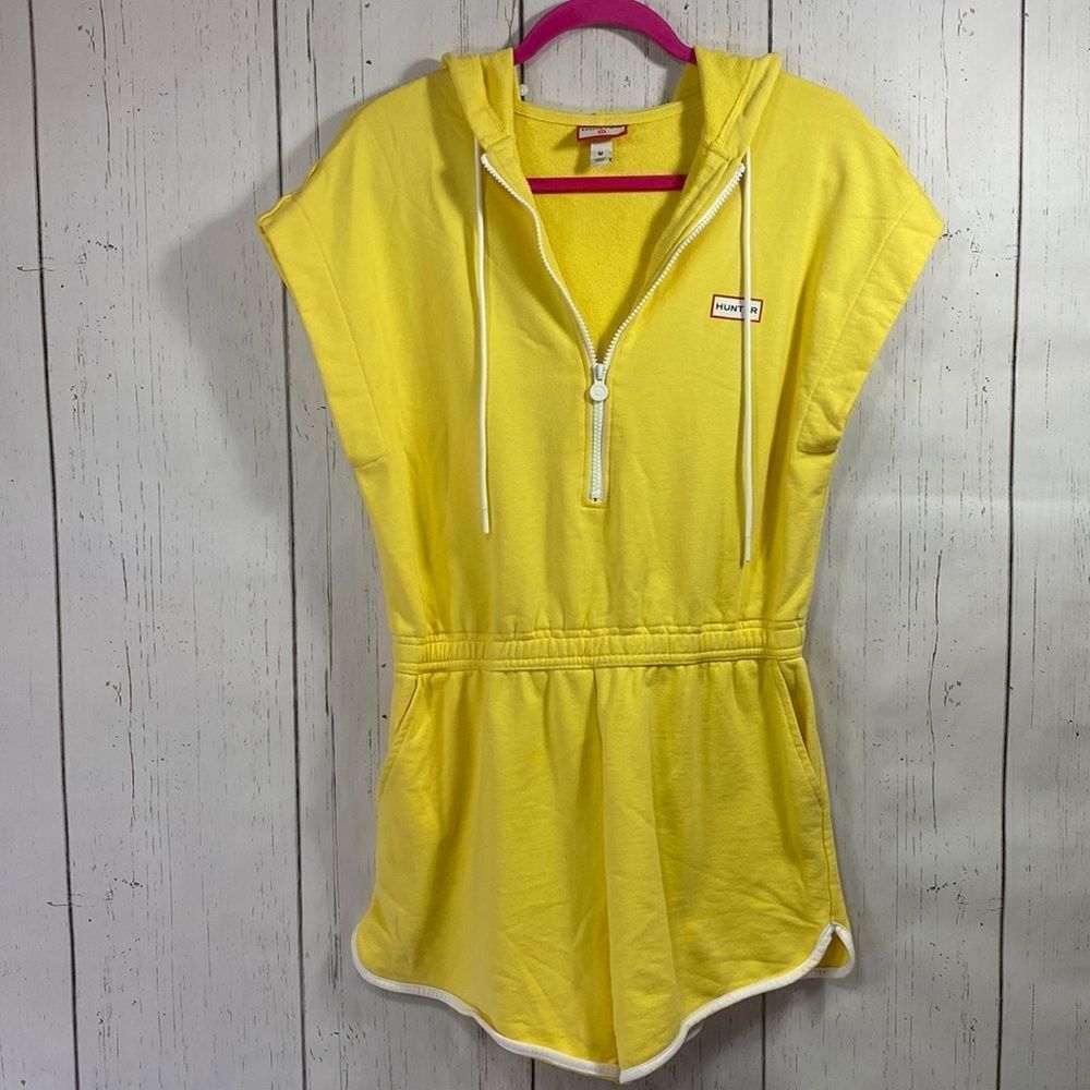 Hunter X Target Yellow Hooded Romper Shorts Sporty Athleisure Summer Lounge